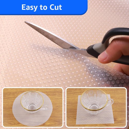 PABUSIOR Shelf Liners for Kitchen Cabinets - Clear Drawer Liners 15 inch Wide - Easy to Cut Waterproof Kitchen Cabinet Liner - Non-Adhesive Bathroom Cupboard Mat for Fridge 15 x 360 Inch