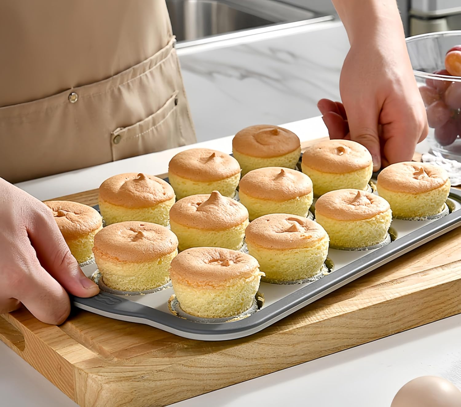 Skiennix Silicone Muffin Pan - Nonstick 6-Cup Baking Molds with Metal Frame | BPA Free & Dishwasher Safe, Pink