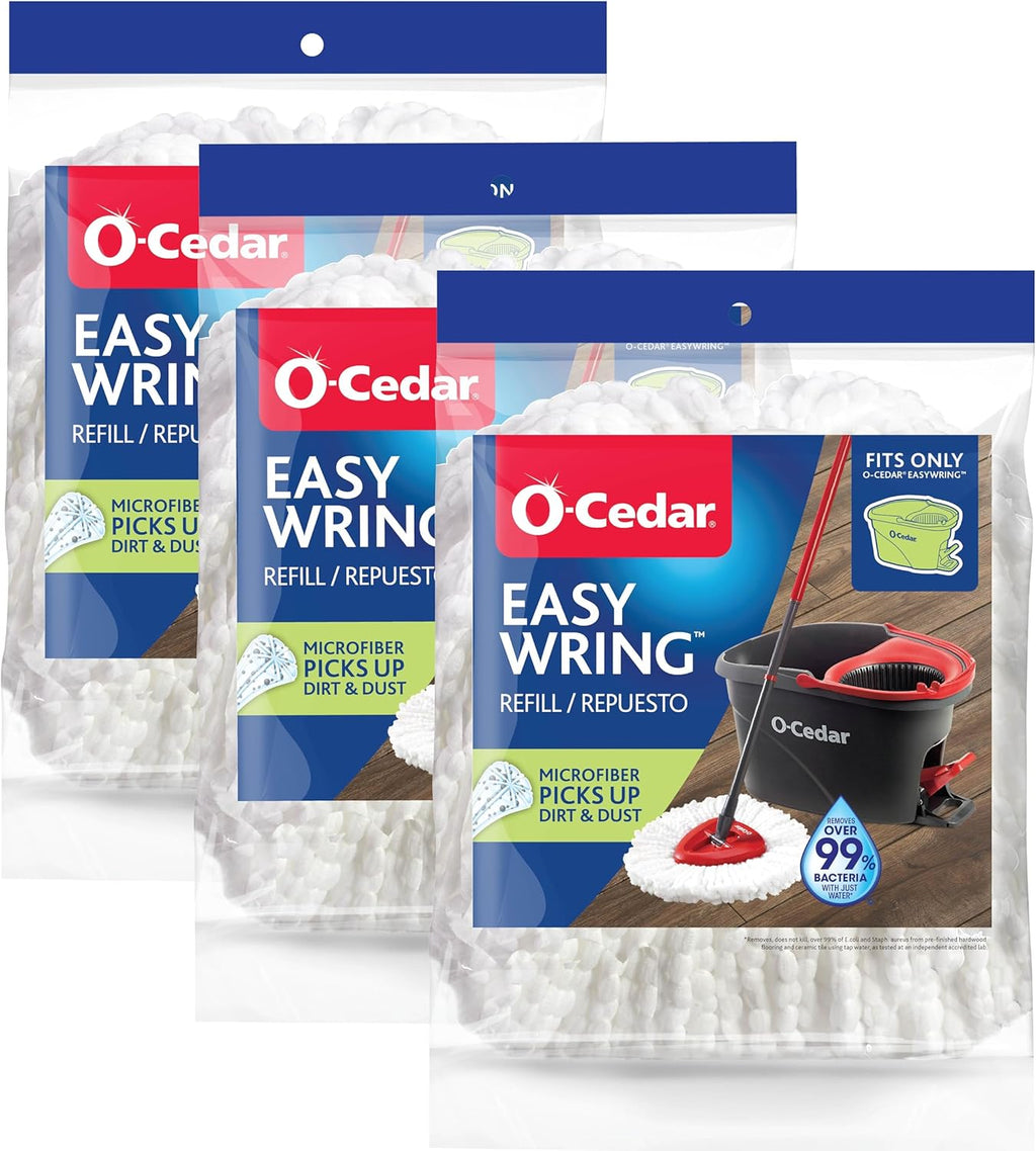 O-Cedar EasyWring Spin Mop Head Refill - 3 Pack for Effortless Cleaning & Shine