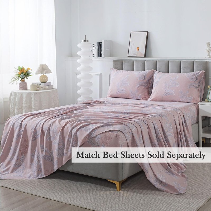 FADFAY Duvet Cover Sets Queen 100% Brushed Cotton Vintage Foliage Patterned Pink Comforter Cover Country Bedding for All Season Soft Reversible Bed Cover with Zipper 3Pcs