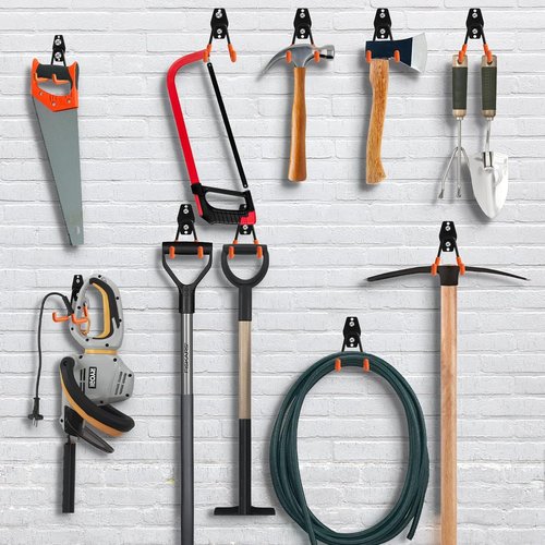 KURUI Heavy Duty Garage Hooks - 2 Pack Metal Wall Mount Storage Hooks for Ladders & Tools