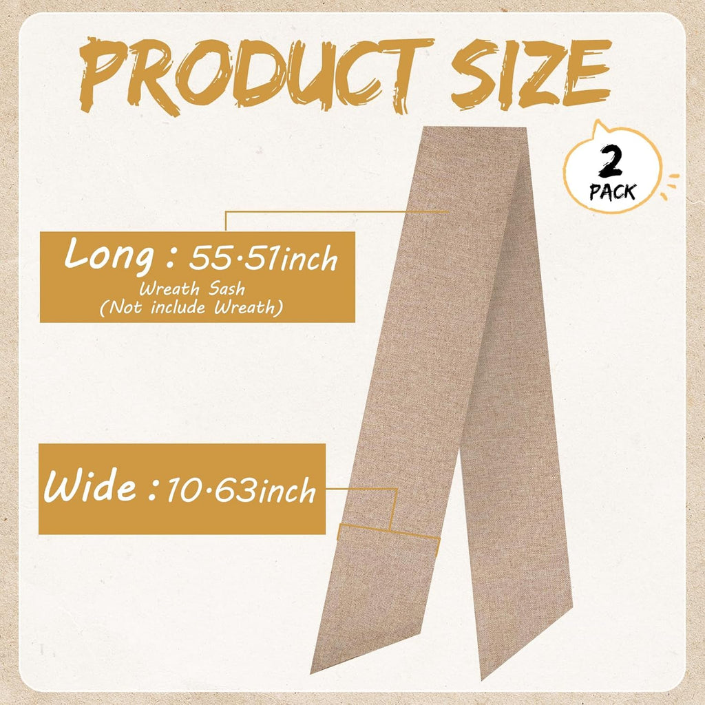Rustic Wreath Sash by [Brand Name] - 2 Pcs 55.5 Inch Plain Boho Decor for Front Door & Porch