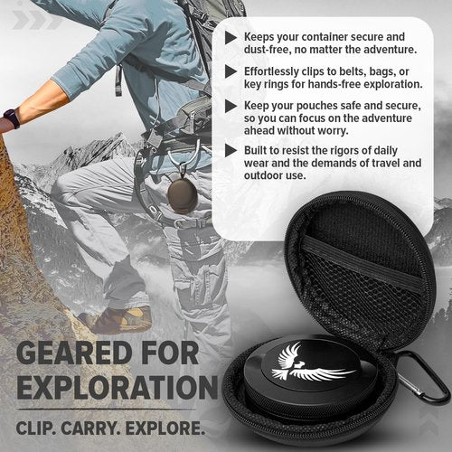 AVENTURIS Premium Zyn Metal Can - Waterproof, Moisture & Odor Proof - Metal Zyn Container - Dip Can, Zyn Tin, Zyn Holder with Knurled Edges, Aluminum Zyn Can & Organizer (Soar Black, Knurled Edge)