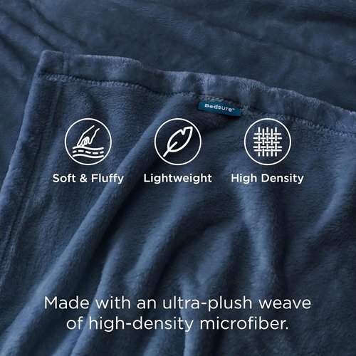 Bedsure GentleSoft Fleece Throw Blanket - Soft, Lightweight Plush Cozy Blanket in Mineral Blue, 50x60 Inches