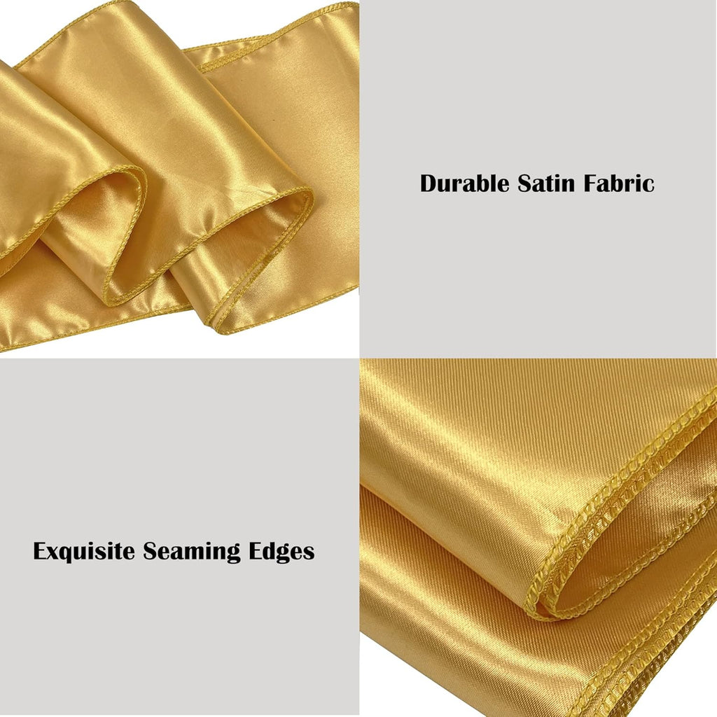 Skiennix Satin Chair Sashes - 50PCS Elegant Ribbon Ties for Wedding & Party Decor | Gold