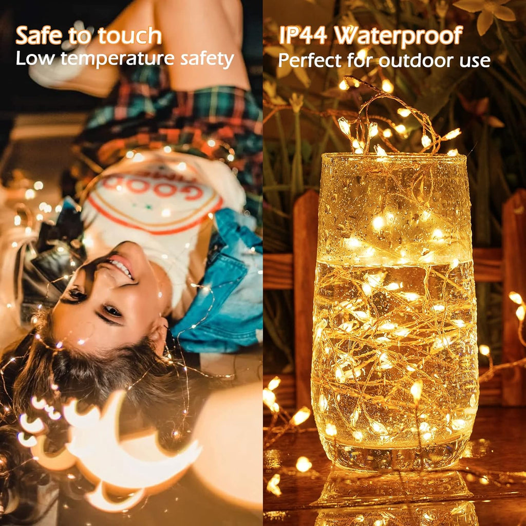 Skiennix Fairy Lights - 10Ft 200LED Waterproof Copper Wire String Lights | 8 Lighting Modes for Bedroom & Holiday Decor