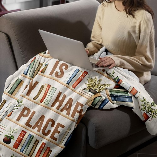 CUJUYO Book Lover Gifts for Women Men Blanket 60"x50" - Librarian Gifts Throw - Book Club Gifts for Reading Lovers Bookish - Literary Gift Ideas - Best Bookworm Gifts for Birthday Christmas Graduation