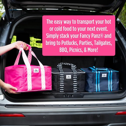 Fancy Panz - Insulated Casserole Carrier Bag in Pink - Keeps Food Hot or Cold | 2 Pockets, Perfect for Hosting
