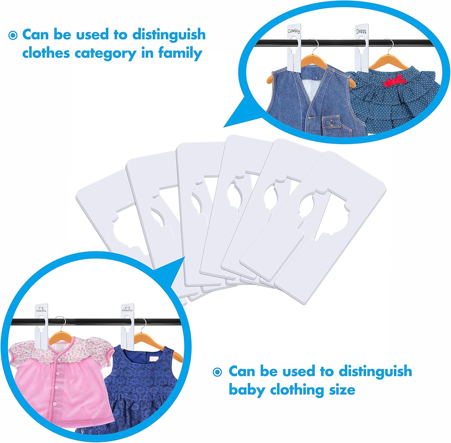 Skiennix 30 PCS Closet Dividers - Writable & Reusable Plastic Organizers for Clothing Size Sorting | 2” x 5.4”