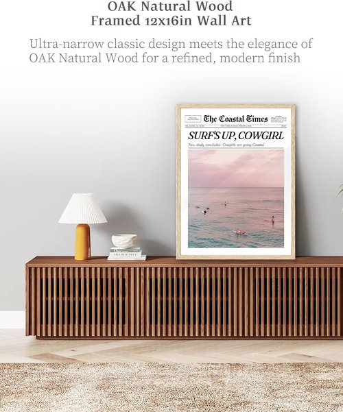 iHery Coastal Cowgirl Wall Art Print - Trendy Beige Oak Framed Canvas 12x16in for Bedroom Décor