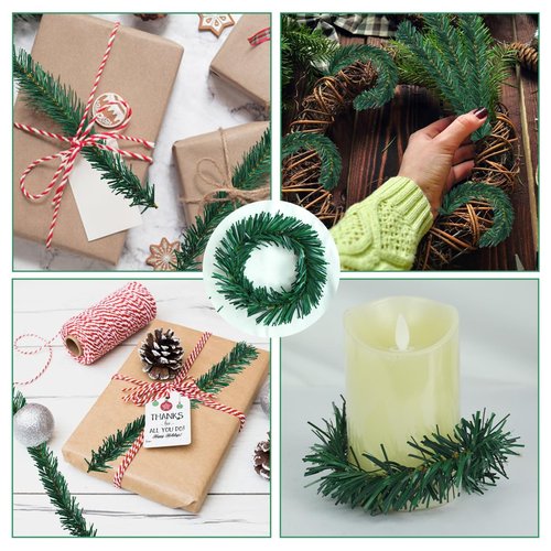 Caplidou 200 Pcs Christmas Garland Ties 12 Inch Artificial Pine Needles Twist Garland Ties Faux Pine Greenery Wired Branches for Banister Wreath Gift Wrapping Party Christmas Tree Decoration (Green)