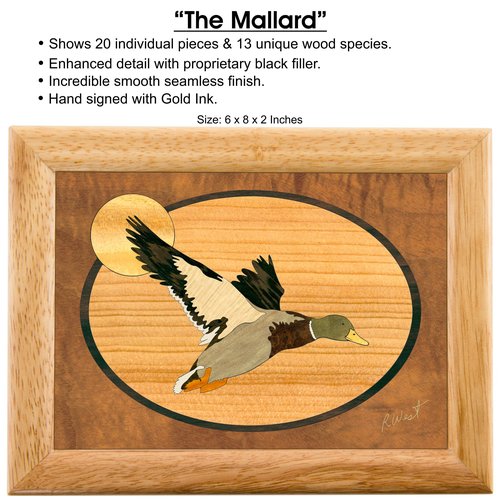MarqArt Wood Duck Gift Box - Trinket Organizer With Hinged Lid - Store Rings, Bracelets, Watches, Coins - Great Gift For Any Occasion - Birthdays, Christmas, Graduation - (#2116BH 6x8x2)