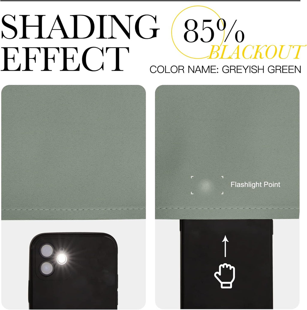 NICETOWN Blackout Curtain Panels - Thermal Insulated Grommet Drapes for Basement | Greyish Green, 34x84 Inch (1 Pair)