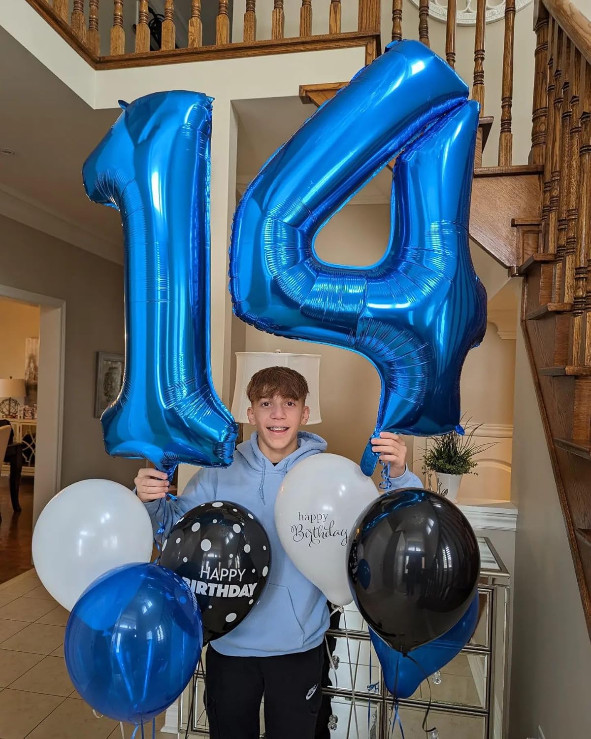 Number 14 Balloon - Navy Blue 40-Inch Birthday Decoration for 14th Year Celebration