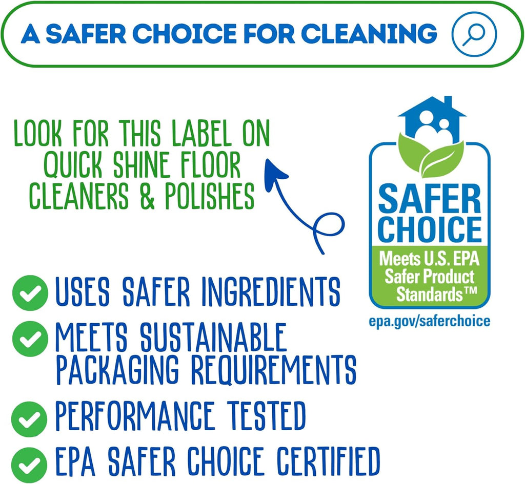 Quick Shine Hardwood Floor Cleaner 64oz - Streak-Free, No Rinse Formula | Ideal for Spray & Vac Mops