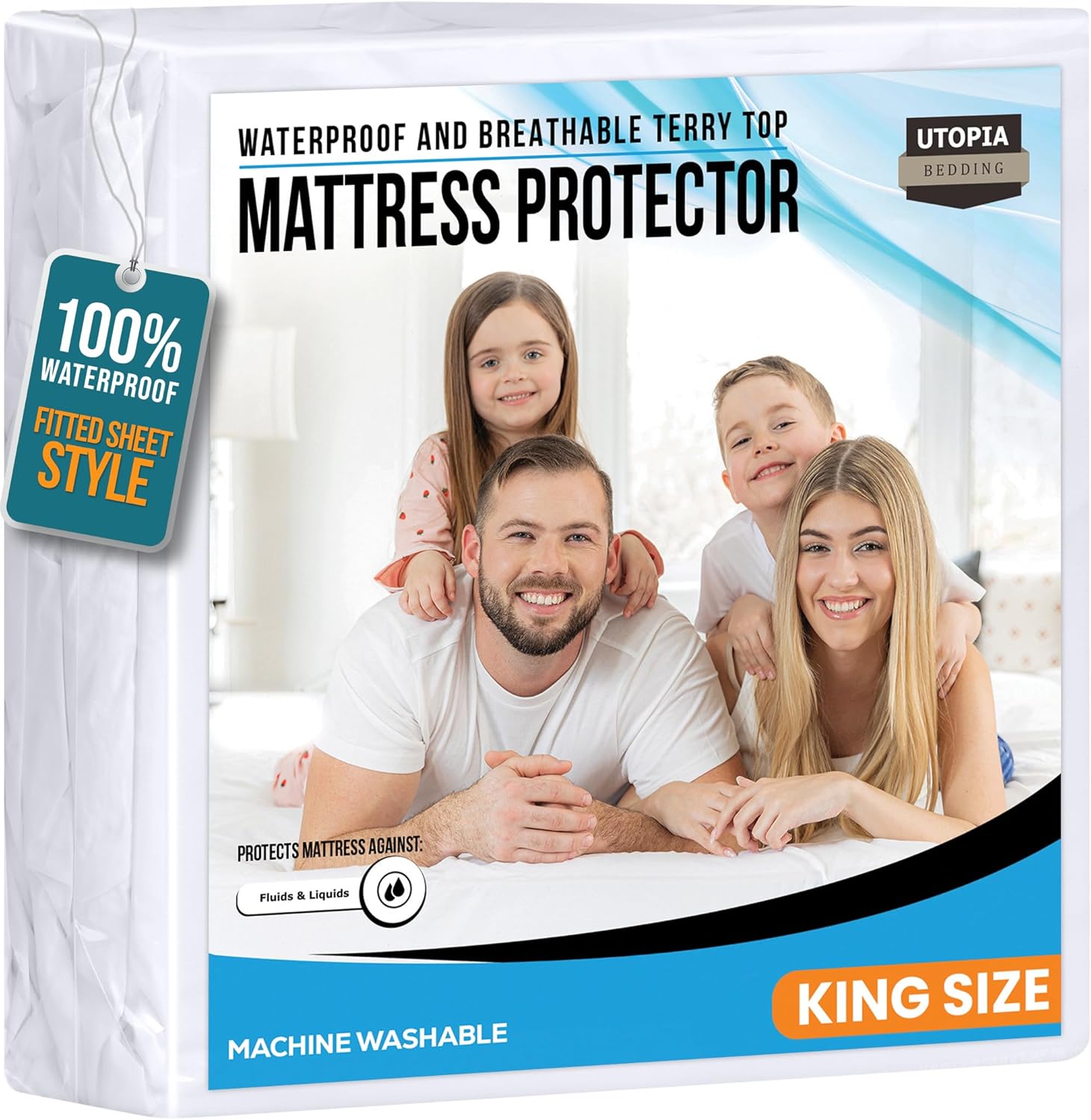 Utopia Bedding King Size Mattress Protector - Waterproof Terry Cover with 17" Deep Pockets | Soft & Breathable