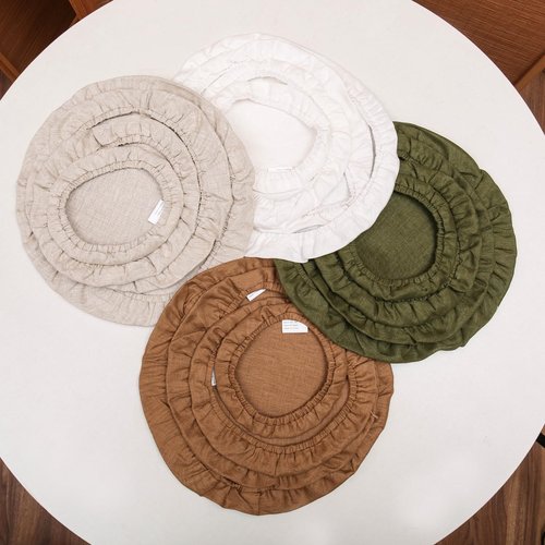 HSOFTIFY 100% Linen Bowl Covers Reusable For Bread Proofing, 4 Pcs Elastic Cloth Fabric Bowl Covers, 5.9 * 7.9 * 9.8 * 11.8 Inches, Brown