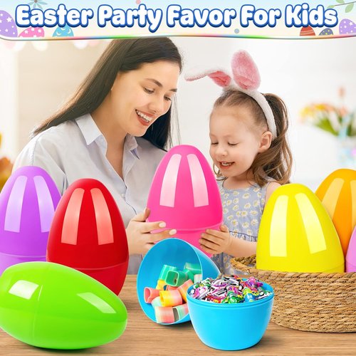BainGesk Jumbo Easter Eggs - 10" Large Plastic Fillable Surprise Eggs for Kids' Easter Hunt | 8-Pack