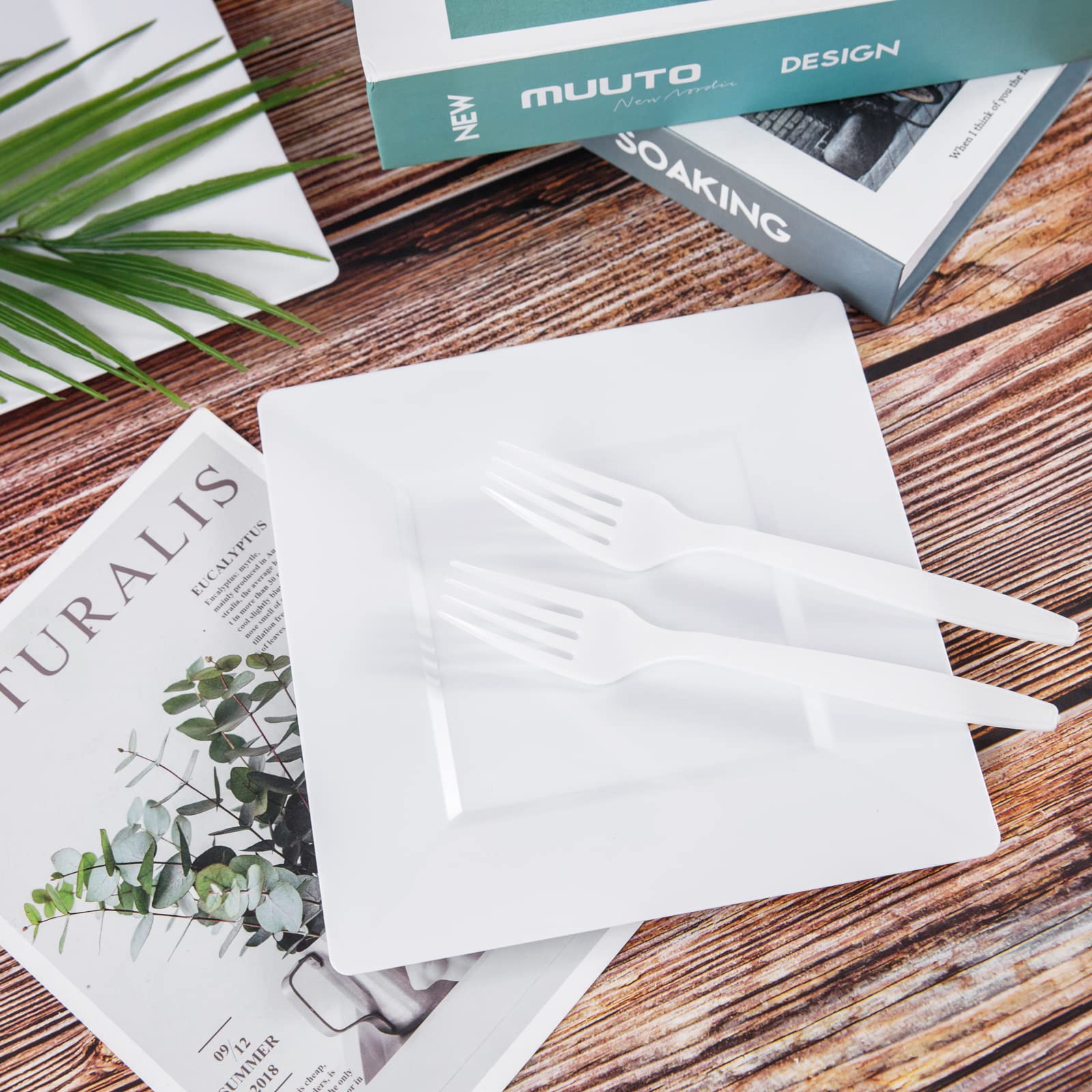 Liacere 360 Pieces White Plastic Forks - Disposable Forks - 6.7inch Heavy Duty Fork - White Plastic Utensils -Perfect for Parties Dinners Restaurants