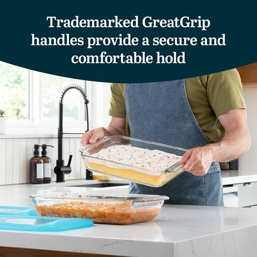 Libbey Premium Glass Baking Dish Set - Stackable Casserole Dishes with Lids | 2-Piece Set for Casseroles, Lasagna, Cakes