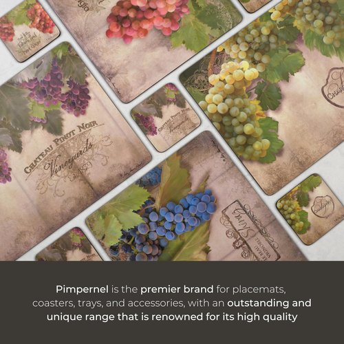 Pimpernel Portmeirion Collection Placemats, Set of 4 – (15.7" x 11.7") Cork-Backed Rectangular Boards with Lacquered Surface, Heat & Stain Resistant Dining Mats & Decorative Protectors for Kitchen