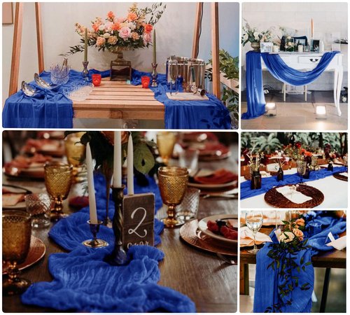 30 Pcs Royal Blue 10FT Cheesecloth Table Runner 23"x120" Romantic Cheese Cloth Table Runners Rustic Sheer Runner Boho Gauze Table Runner for Wedding Arch Bridal Baby Shower Birthday Party Garden Décor