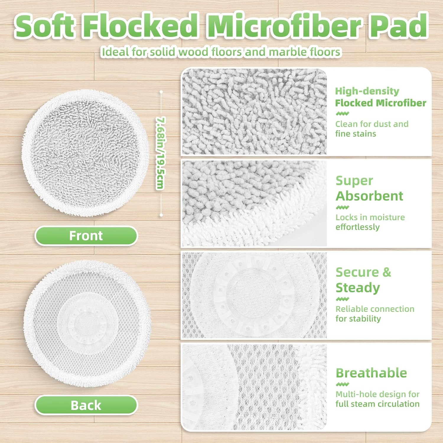 Shark Steam Mop Replacement Pads - 8 Pack Dirt Grip Soft Scrub Washable Pads for All Sealed Hard Floors | Fits Models S8201, S8001, S8002BRN, S7001, S7201, S7000AMZ, S7000, S7020