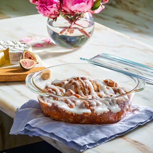 Le'raze Glass Tureen Dishes Set - 6-Piece Durable Borosilicate Bakeware with Lids | Microwave Safe, Clear Casserole Cookware