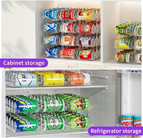 Can Organizer by Upgraded - Modular 4-Tier Storage Rack | Holds 48 Cans - Clear Beverage Dispenser