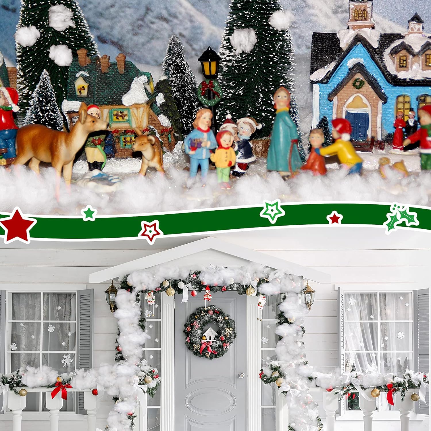 Riakrum Fake Snow Decor - Artificial Fluffy Fiber Stuffing for Tree Covering | 480g White Snow