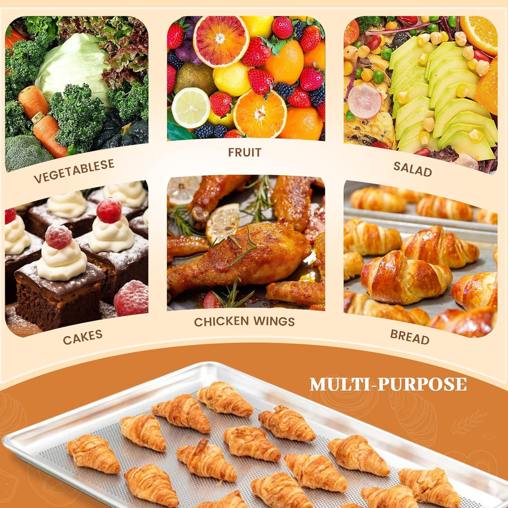 Perforated Aluminum Baking Sheet Pans - Non-Stick Commercial Cookie Sheets | 6 Pack, 26"x18"