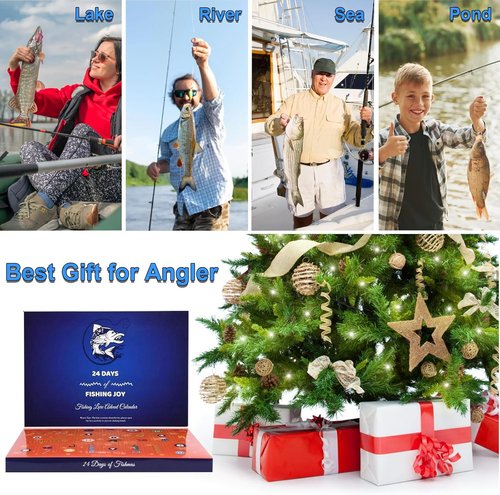 Fishing Advent Calendar 2025 - 24 Days of Christmas Countdown Fishing Lures Set for Enthusiasts