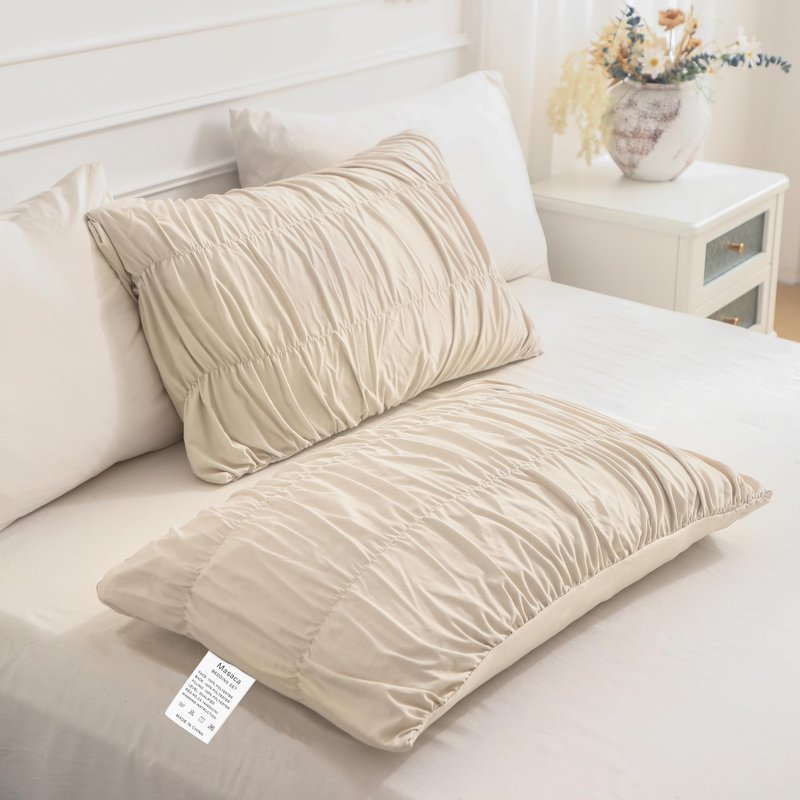 Masaca Queen Comforter Set,Ruched Ruffle Comforter Set Queen,3 Pieces Ultra Soft Lightweight Farmhouse Shabby Boho Chic Bedding (1 Wheat Comforter+2 Pillow Shams)