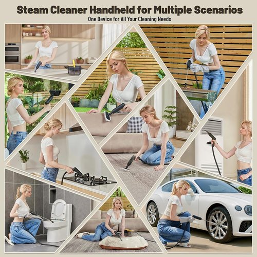 Gautye Steam Cleaner - Portable 15s Heat-Up Steamer with 3 Adjustable Levels & 15 Accessories | 1.69 Quart Tank