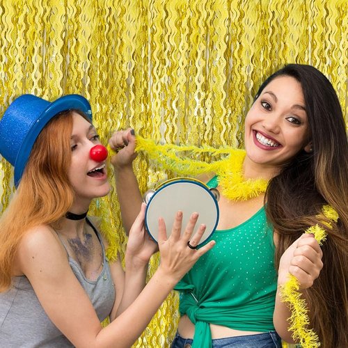 Gold Backdrop | Foil Curtain Decorations for Birthday, Bachelorette & Party Photo Booths - Streamers Included