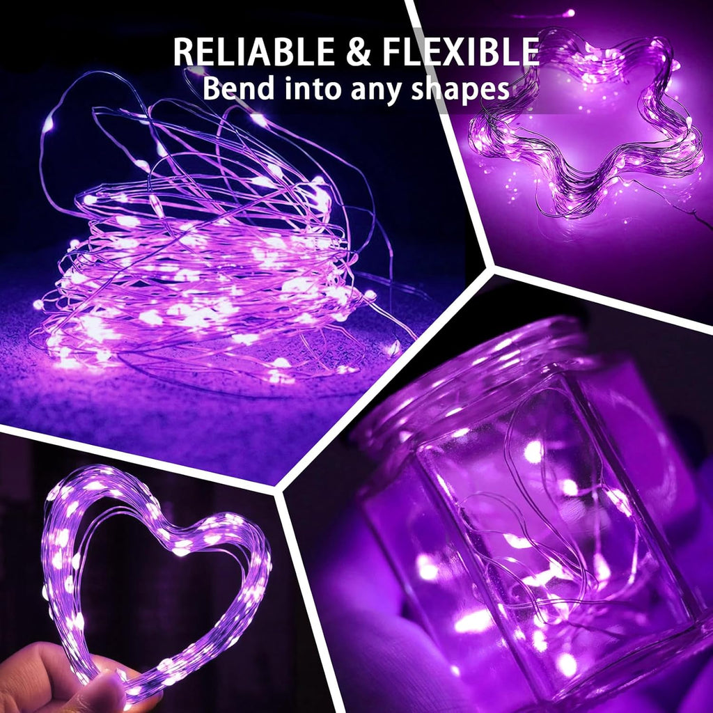 Purple Fairy Lights by [Brand Name] - 7Ft 20 LED Twinkle String Lights | Battery Operated & Waterproof for Weddings, Halloween, Christmas & Parties