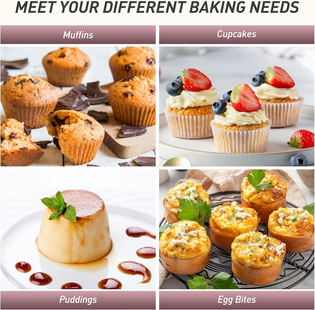 Skiennix Mini Muffin Pan Set - 24 Cup Silicone Molds with Metal Reinforced Frame | Non-Stick & Oven Safe