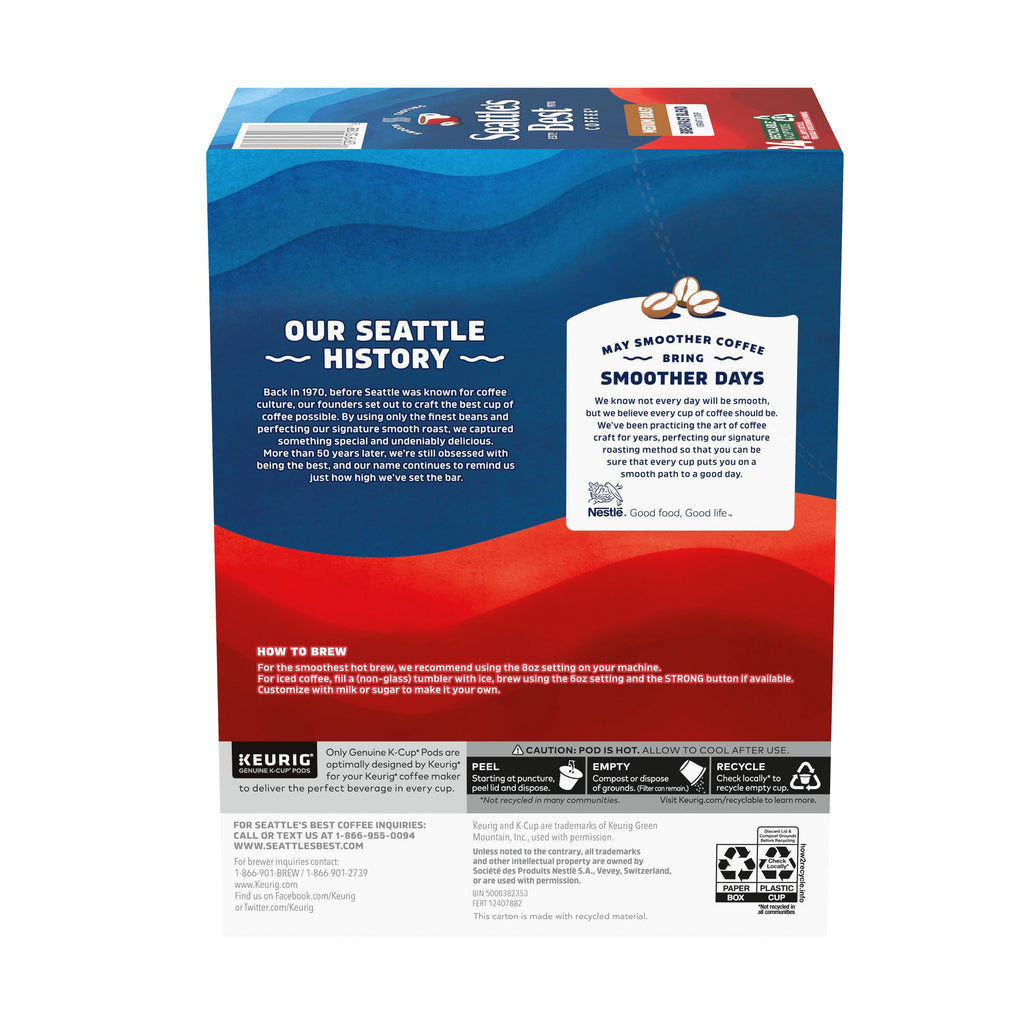 Seattle’s Best Coffee, Medium Roast K-Cup Coffee Pods, Breakfast Blend, 100% Arabica, 4 Boxes (96 Pods Total)