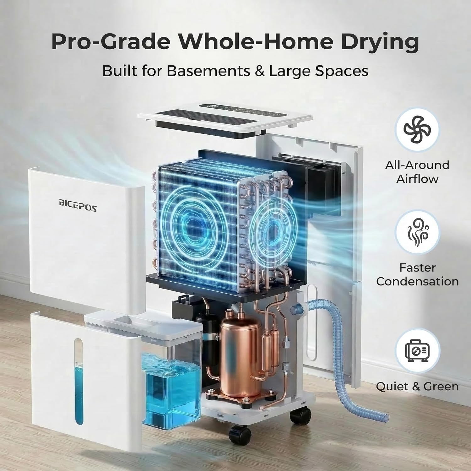Skiennix 1500 Sq.Ft Dehumidifier - 21 Pints for Home, Auto Defrost & Intelligent Humidity Control