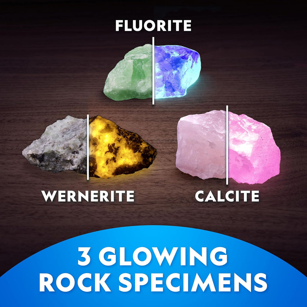 National Geographic Glow In The Dark Dig Kit - Excavate 6 Glowing Rocks & Dinosaurs | STEM Science Fun for Kids