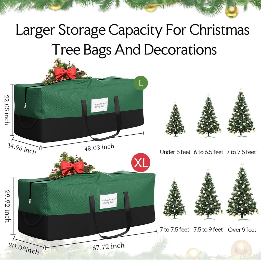 Skiennix Christmas Tree Storage Bag - Fits Up to 10 Ft Tall Trees | Heavy Duty 600D Oxford Material, Dampproof Design with Reinforced Handles & Dual Zipper