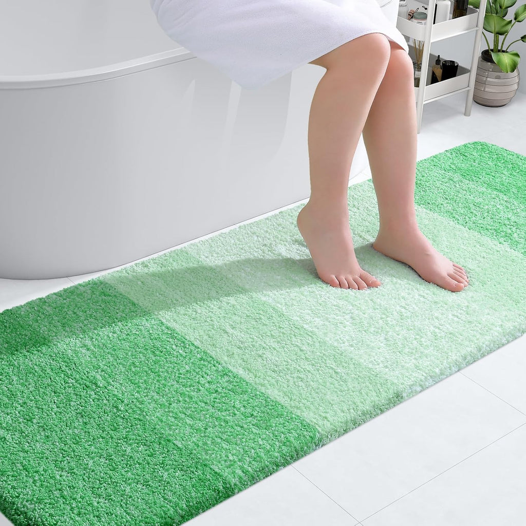 OLANLY Bathroom Runner Rug - Extra Soft Microfiber, Quick Dry, Machine Washable | 70x24, Green