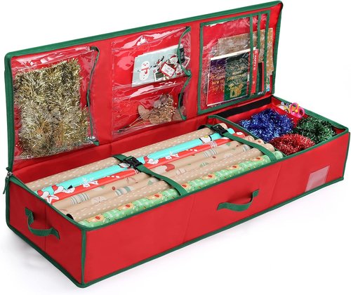 MaidMAX Christmas Wrapping Paper Storage Bag - 42-Inch Gift Wrap Organizer | Durable 600D Oxford Fabric