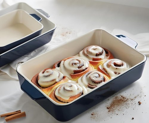 Kook Casserole Dish Set - Durable Ceramic Baking Pans with Handles | 3 Sizes: 92oz, 50oz, 20oz - Navy