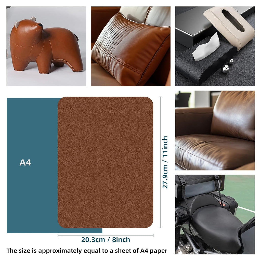 WILDREEDS Leather Repair Patches - 2 Pcs Self-Adhesive for Sofas, Furniture & Car Seats | 8 x 11 Inch (Brown)