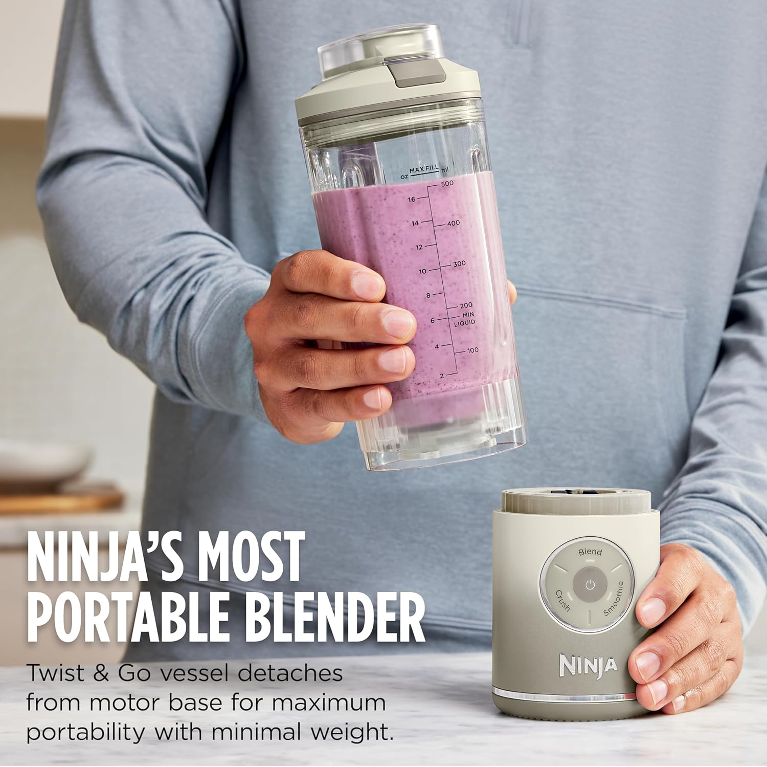 Ninja Blast Max Portable Blender - Cordless Personal Smoothie Maker with 3 Programs | 22 oz Leakproof Vessel, Silver
