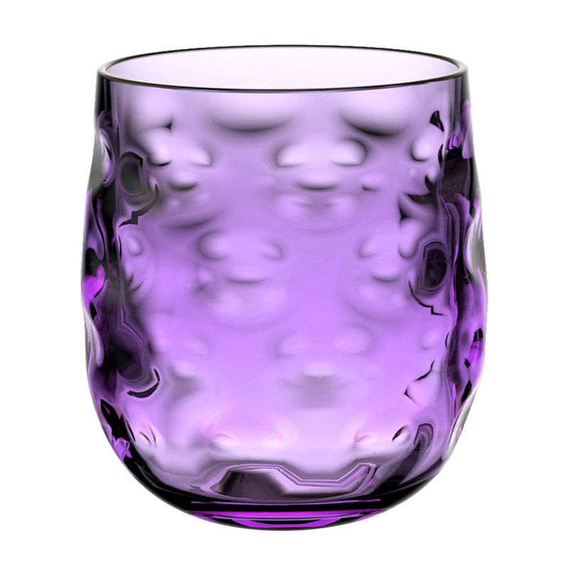 QG 14 oz. Clear Colorful Acrylic Plastic Drinking Glass Rock Tumbler Set of 8 Purple
