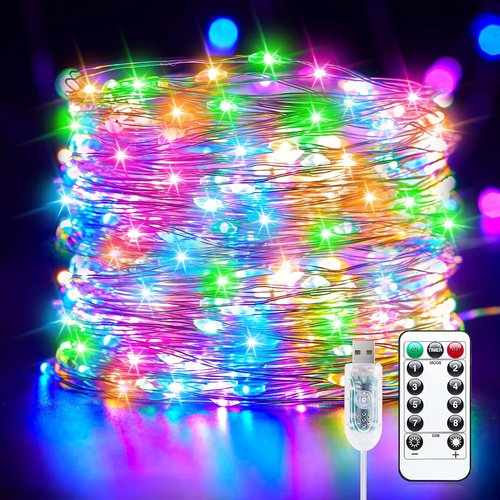 Fairy Lights - 33FT 100LED USB Twinkle Lights with Timer & Remote | 8 Modes for Indoor Christmas Decor