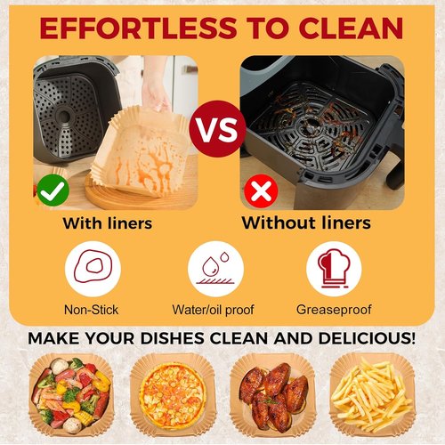 Air Fryer Liners - 100 Pcs Non-Stick Parchment Paper Sheets for 1-3 QT Air Fryer Baskets