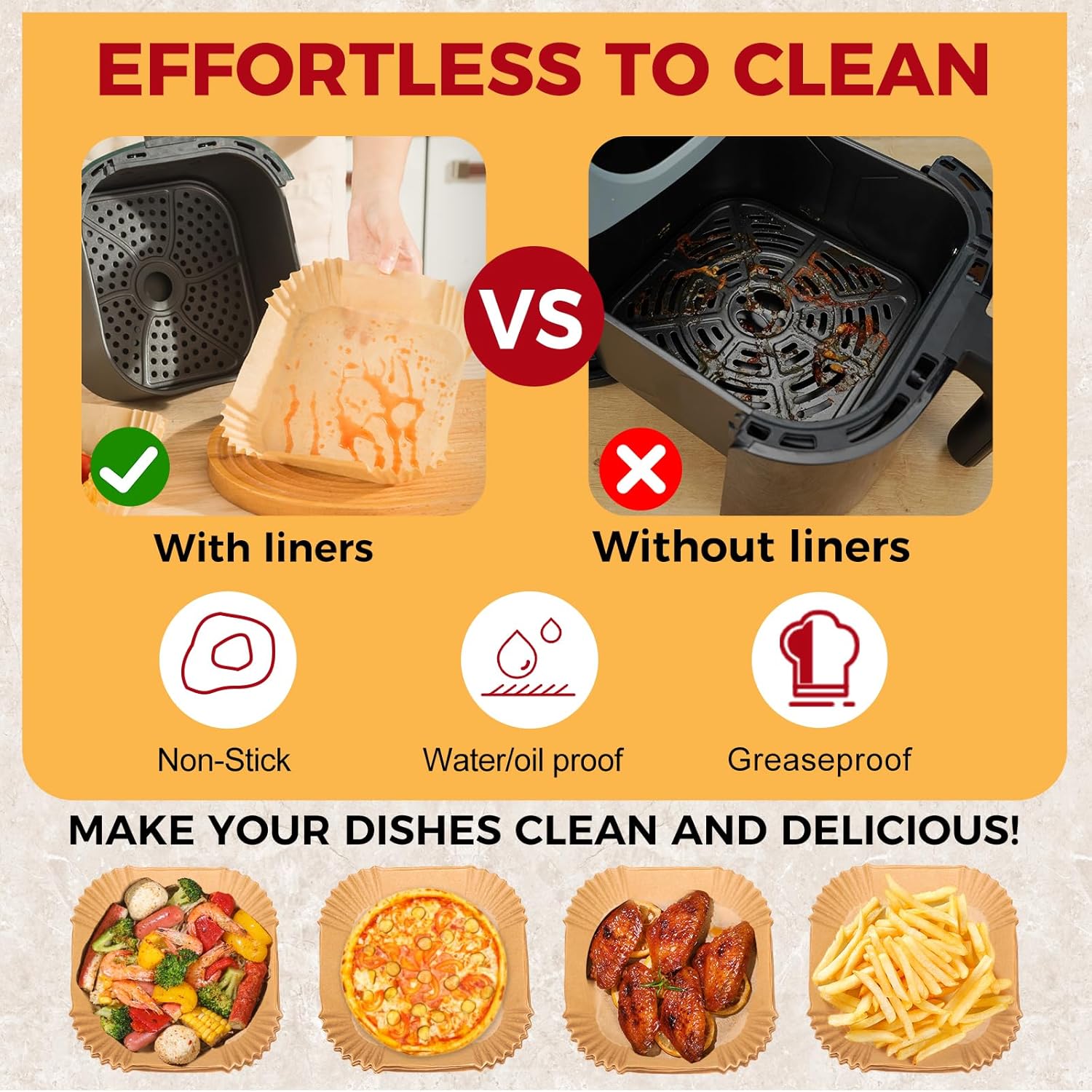 Air Fryer Liners - 500 Pcs Non-Stick 8-Inch Parchment Paper for Air Fryer & Microwave Oven
